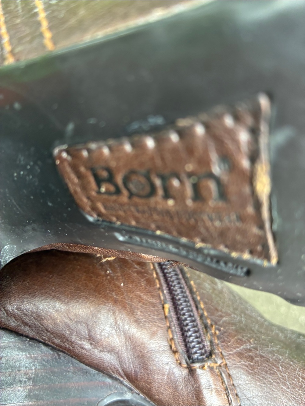 Born Brown Leather Mid-Calf Heeled Boots - Picture 10 of 11
